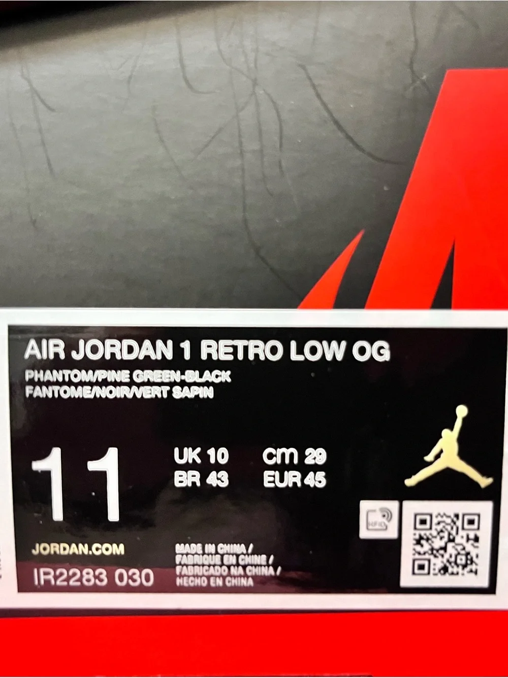 Jordan Air Jordan 1 Retro Low OG Phantom/Pine Green-Black Nib NWT size 11 mens